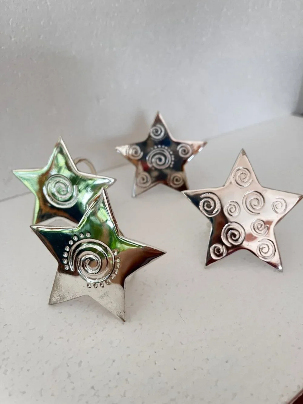 Vintage 90's Pier 1 Silver Plated Star Napkin Rings